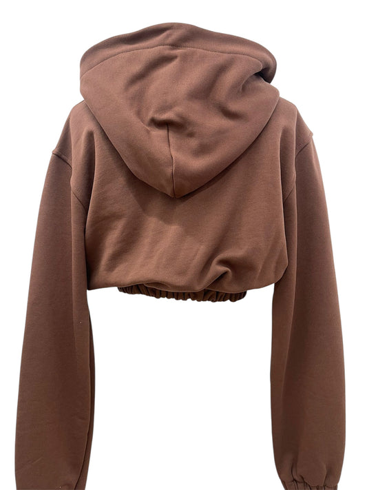 Hinnominate felpa cropped con cappuccio marrone