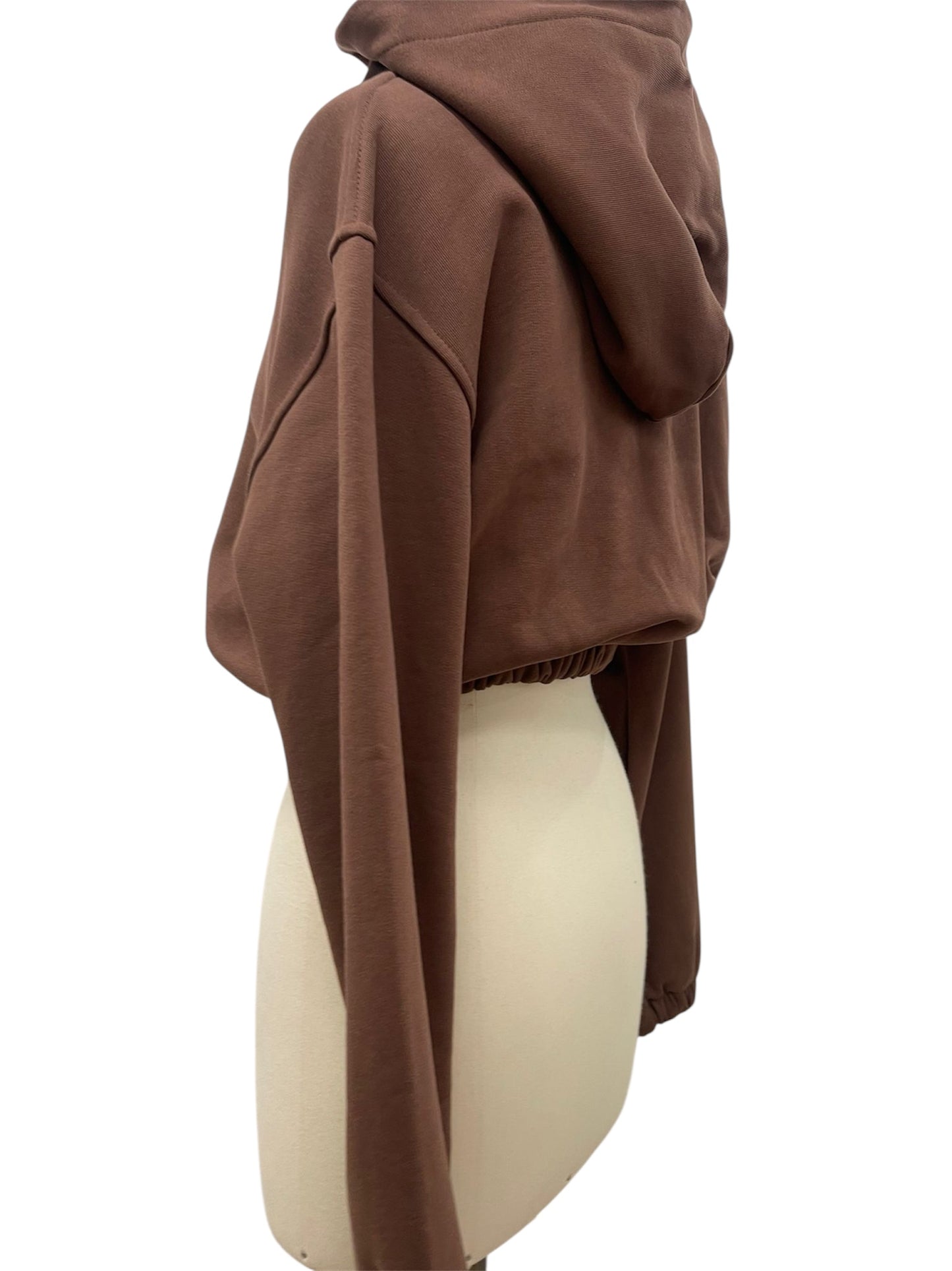 Hinnominate felpa cropped con cappuccio marrone