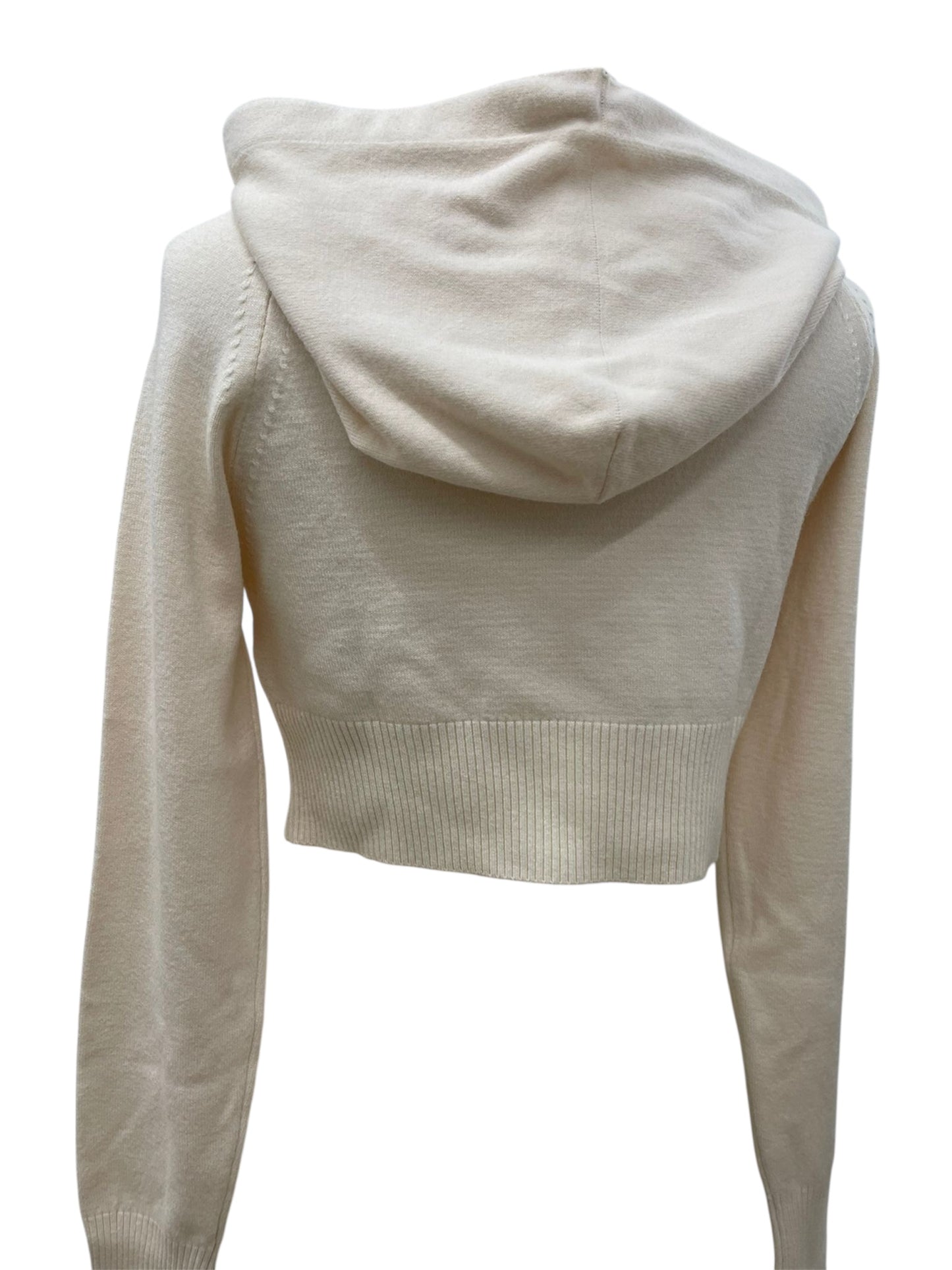 Hinnominate felpa cropped con cappuccio in maglia panna