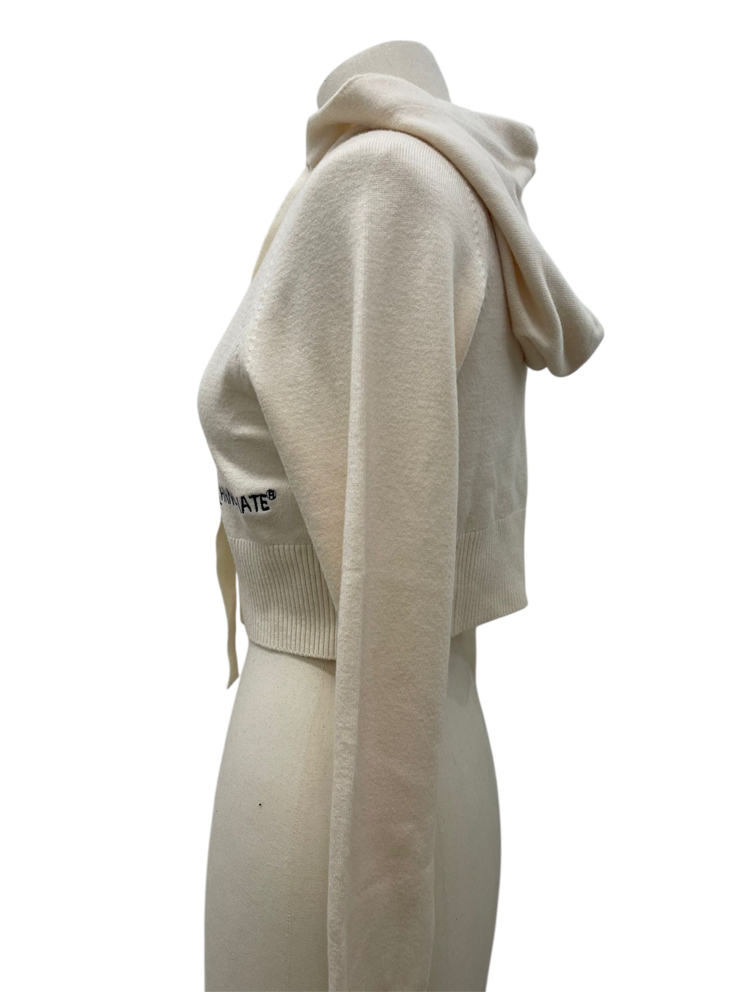 Hinnominate felpa cropped con cappuccio in maglia panna