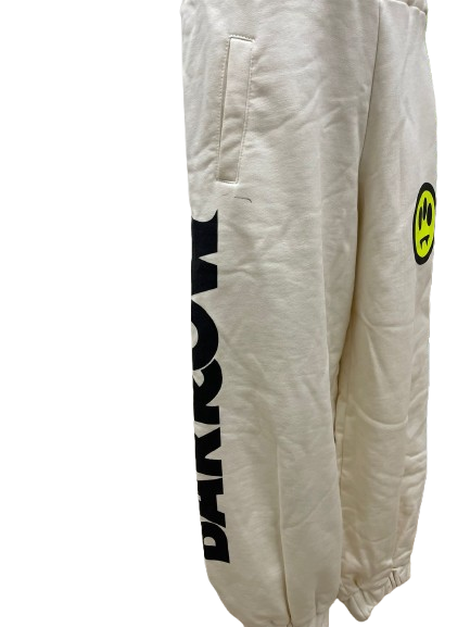 Barrow  Bambino Joggers Bianchi con Maxi Logo e Smiley Fluo
