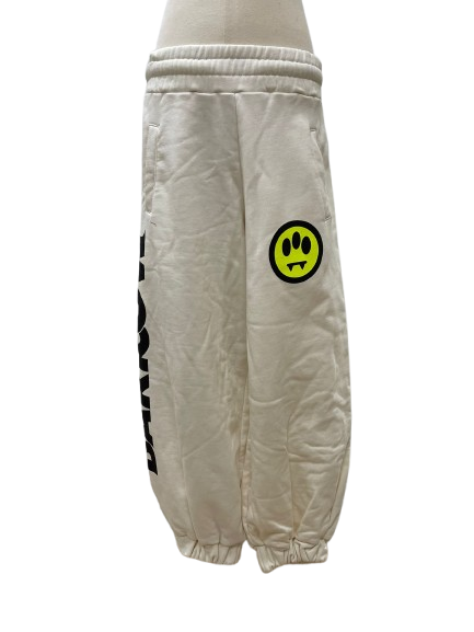 Barrow  Bambino Joggers Bianchi con Maxi Logo e Smiley Fluo