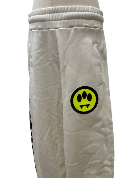 Barrow  Bambino Joggers Bianchi con Maxi Logo e Smiley Fluo