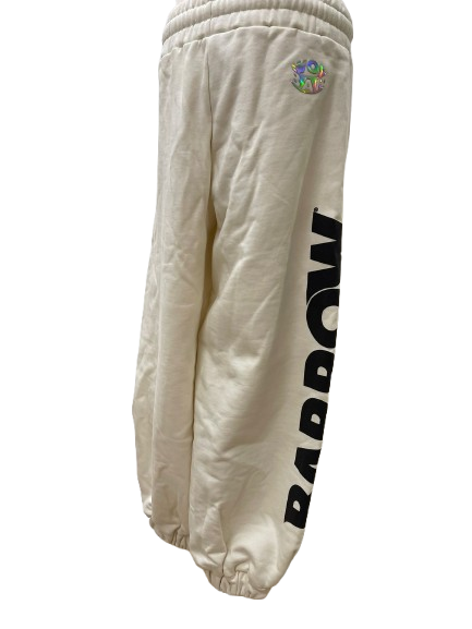 Barrow  Bambino Joggers Bianchi con Maxi Logo e Smiley Fluo
